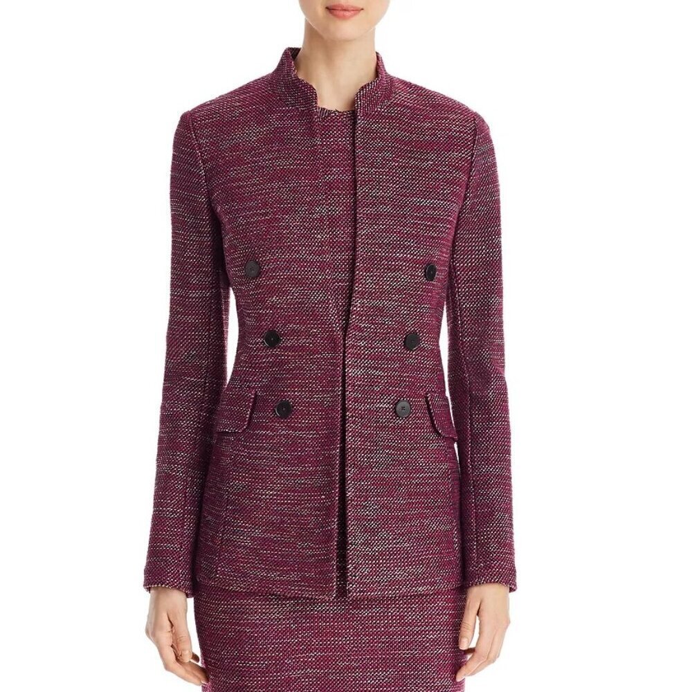 💕ST. JOHN💕 Ombre Ribbon Tweed Knit Jacket Mandarin Collar Pocket Flaps  6 NWOT